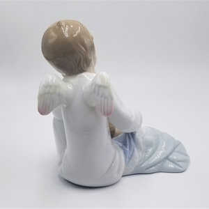Lladró "My Guardian Angel" Vintage Porcelain Figurine, Highly Collectable,Blue Boy blanket, Made in Spain