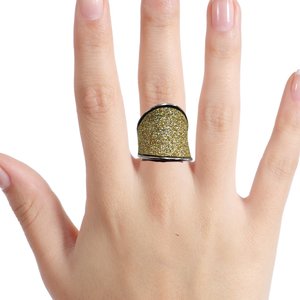 Milor Stainless Steel and Gold Glitter Ring and Dangling Earrings Set, Vintage,  Size 6.5