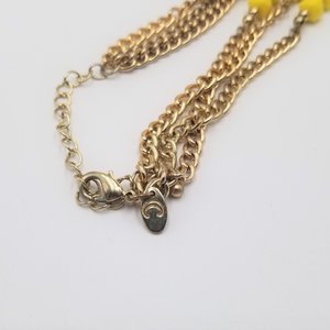 Vintage Charming Charlie Gold Tone Multi-strand Bright Yellow Chunky Beads Statement Bib Necklace