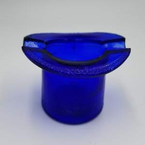 Vintage Cobalt Blue Glass Lowell Hand Cream Deodorant Blue Gem Cream Top Hat Ashtray