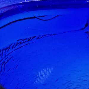 Vintage Cobalt Blue Glass Lowell Hand Cream Deodorant Blue Gem Cream Top Hat Ashtray
