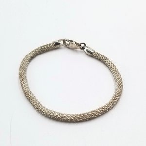 Sterling Silver 925 Italy Fine Mesh Rolled Tube Chain Bracelet, Gift for her