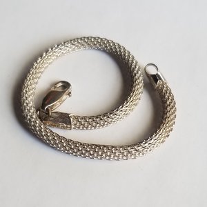 Sterling Silver 925 Italy Fine Mesh Rolled Tube Chain Bracelet, Gift for her