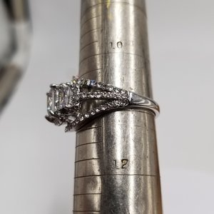 Sparkling Fashion 3 Stone Halo Silver Tone Cubic Zirconia Solitaire Ring, Size 11