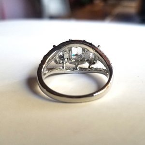 Sparkling Fashion 3 Stone Halo Silver Tone Cubic Zirconia Solitaire Ring, Size 11