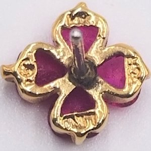 Red Lab Created Ruby Color Jewel Flower Vermeil Stud Post Pierced Earrings, July Birthstone, Gift for Her