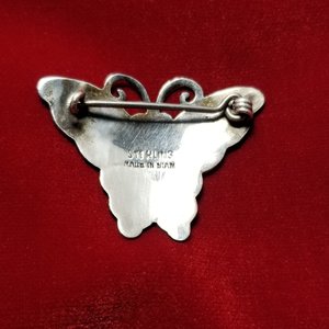 Vintage Nielloware Sterling Silver SIAM  Butterfly Brooch, Much Older Clasp