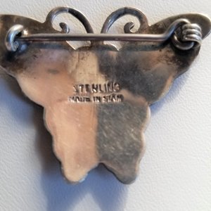 Vintage Nielloware Sterling Silver SIAM  Butterfly Brooch, Much Older Clasp