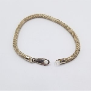 Sterling Silver 925 Italy Fine Mesh Rolled Tube Chain Bracelet, Gift for her