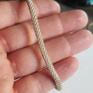 Sterling Silver 925 Italy Fine Mesh Rolled Tube Chain Bracelet, Gift for her