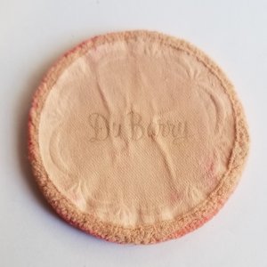 Vintage Du Barry Cloudsilk Powder Makeup Compact, Champagne Beige, Brushed Gold Tone with Silver Tone Fawn on Front