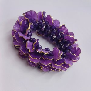 Hong Kong Purple Petal Vintage  Bracelet and Earrings Jewelry Set