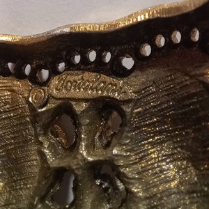 Vintage Tortolani Gold Tone Chunky Hinged Roses Clamper Bracelet