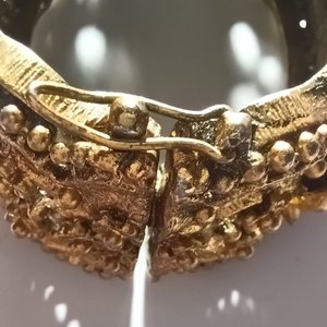 Vintage Tortolani Gold Tone Chunky Hinged Roses Clamper Bracelet