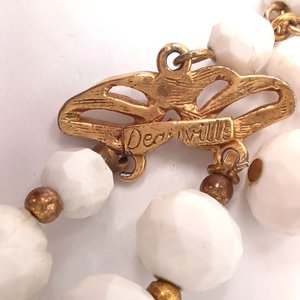 Vintage Deauville Gold Tone and White Multi-strand Necklace