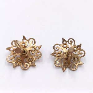 2 Pairs of Vintage Gold Tone and Rhinestones Screw Back Earrings Lot