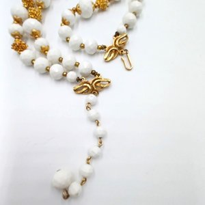 Vintage Deauville Gold Tone and White Multi-strand Necklace