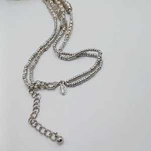CHICO's Super Long Silver Tone Beaded 2 Strand Beaded Necklace, Southwestern