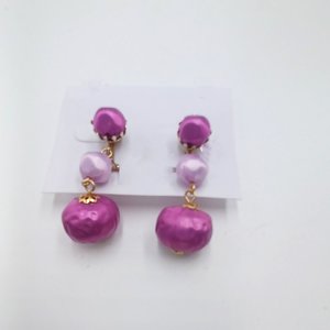 1950's  Vintage Japan Pink and Purple Plastic Beaded Necklace and Earrings Jewelry Set