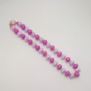 1950's  Vintage Japan Pink and Purple Plastic Beaded Necklace and Earrings Jewelry Set