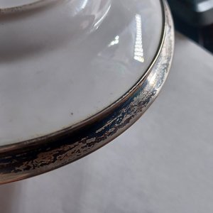 Antique Mintons Rose Pattern Sterling Silver Edge Dessert Plate