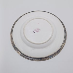 Antique Mintons Rose Pattern Sterling Silver Edge Dessert Plate