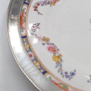 Antique Mintons Rose Pattern Sterling Silver Edge Dessert Plate