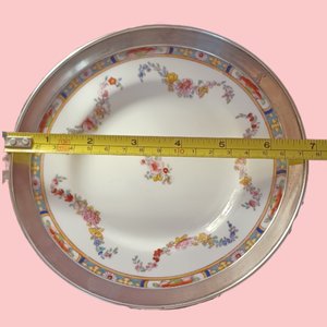 Antique Mintons Rose Pattern Sterling Silver Edge Dessert Plate