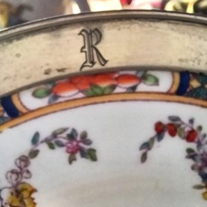 Antique Mintons Rose Pattern Sterling Silver Edge Dessert Plate