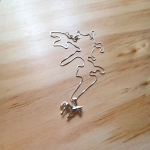 Vintage Sterling Silver Figural Horse Pendant and  Sterling Box Chain Necklace