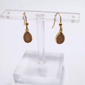 Vintage Sparkly Druzy Gold Tone Dangle Earrings