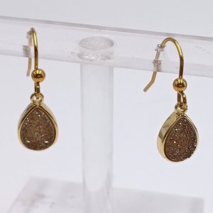 Vintage Sparkly Druzy Gold Tone Dangle Earrings