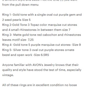 Vintage Avon Jeweled Statement Rings, Your Choice, 2 left going fast!