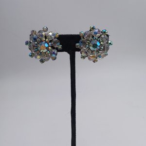 Beautiful WEISS Aurora Borealis Cluster Clip-On Earrings