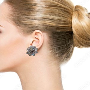 Beautiful WEISS Aurora Borealis Cluster Clip-On Earrings