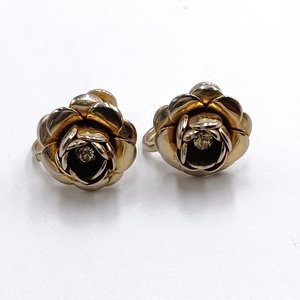 3 Pairs of Gold and Silver Tone Roses Themes Clip-on Earrings