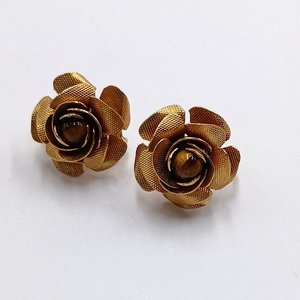 3 Pairs of Gold and Silver Tone Roses Themes Clip-on Earrings