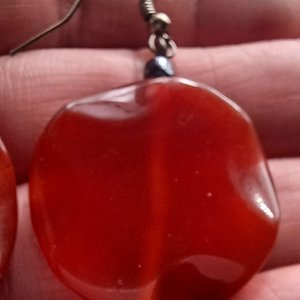 Carnelian Stone  Polished Round Natural Dangle Drop Earrings