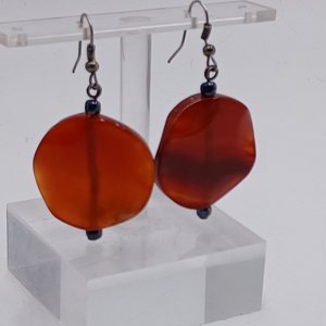 Carnelian Stone  Polished Round Natural Dangle Drop Earrings