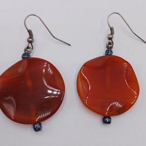 Carnelian Stone  Polished Round Natural Dangle Drop Earrings