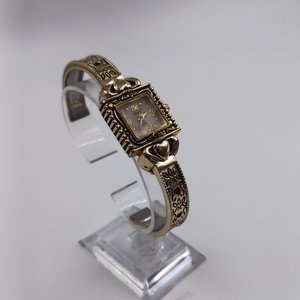 Vivani, Gold Tone Claddagh Ornate Ladies Quartz Clamper Wrist Watch