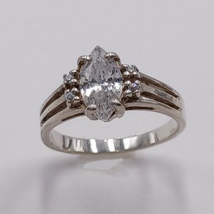 Sterling Silver Cubic Zirconia Solitaire Ring, Size 6