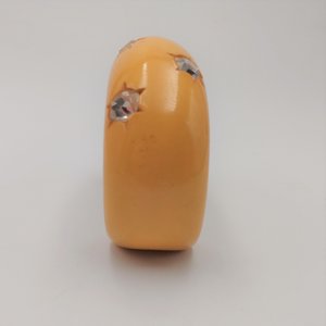 Butterscotch Bakelite and Rhinestones Open Cuff Bracelet and Screw Back Earrings Jewelry Set