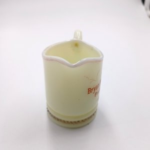 Vintage Uranium Custard Glass Souvenir Toothpick holder/Creamer, Bryan Mercantile Prairie City, Ia.