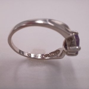 Sterling Silver and Amethyst Heart Shaped Solitaire Ring, Size 6