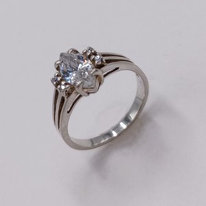 Sterling Silver Cubic Zirconia Solitaire Ring, Size 6