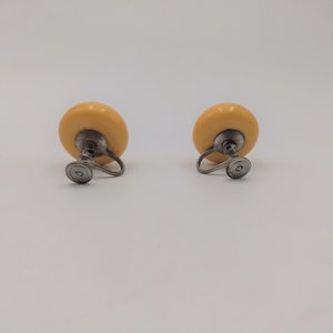 Butterscotch Bakelite and Rhinestones Open Cuff Bracelet and Screw Back Earrings Jewelry Set