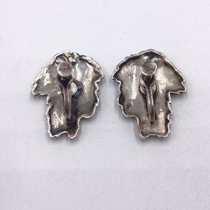 Sterling Silver Grapes and Leaves Motif Panel Bracelet and Earrings Jewelry Set