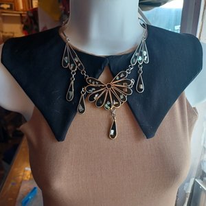 Mexican Alpaca and Abalone Inlay Necklace and Earrings Jewelry Set