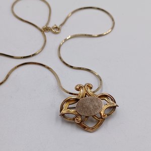 Antique Victorian G.L.P (George L Paine) Gold Plated Pendant/Brooch with a Vermeil Danecraft Square Snake Chain Necklace